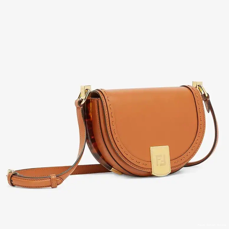 Cheap Fendi In Brown Bag Moonlight Leather Calf Logo ROMA 0616
